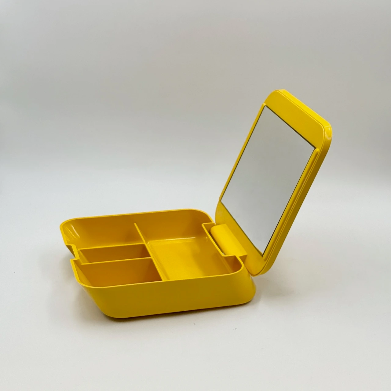 Makio Hasuike Vanity Set for Gedy 1970s yellow plastic mirror case