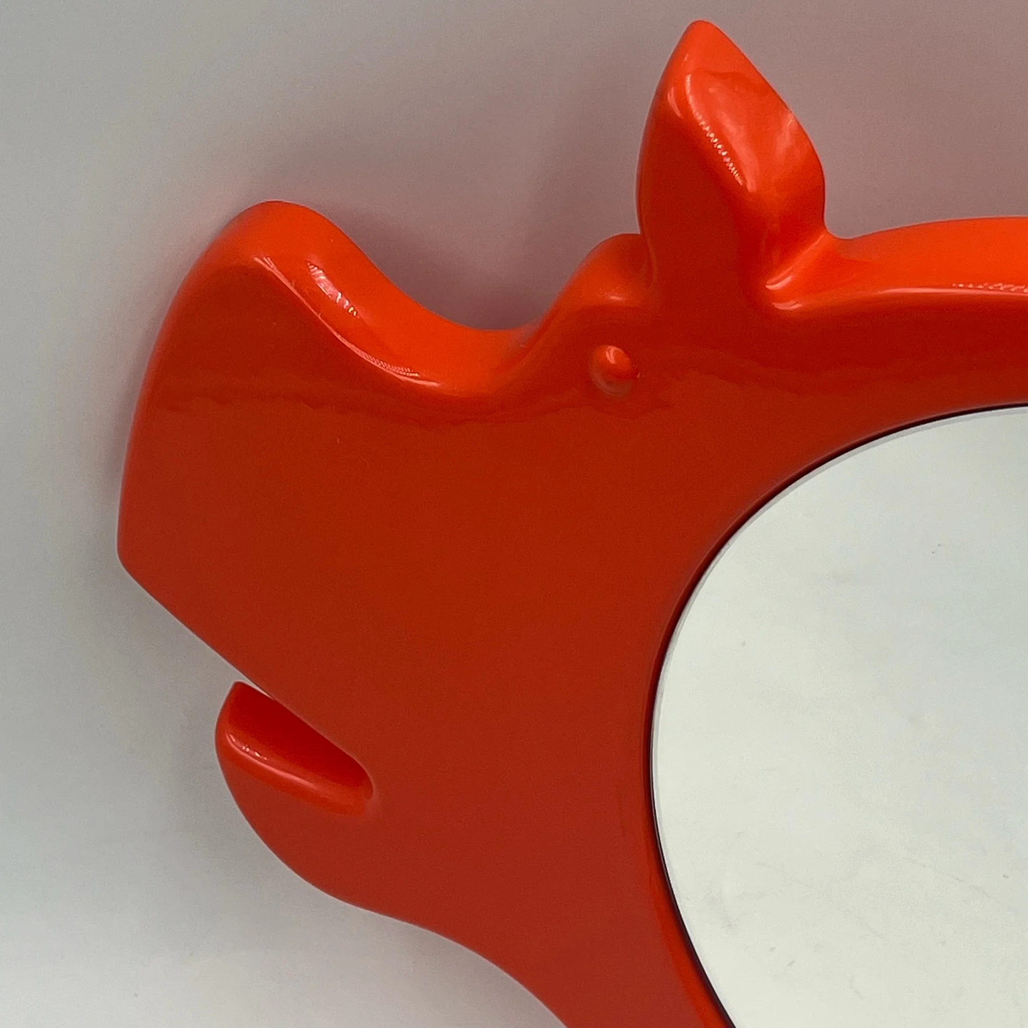 70s Orange Mirror - Vintage Danish Hippo-Shaped Space Age Design - Image 10