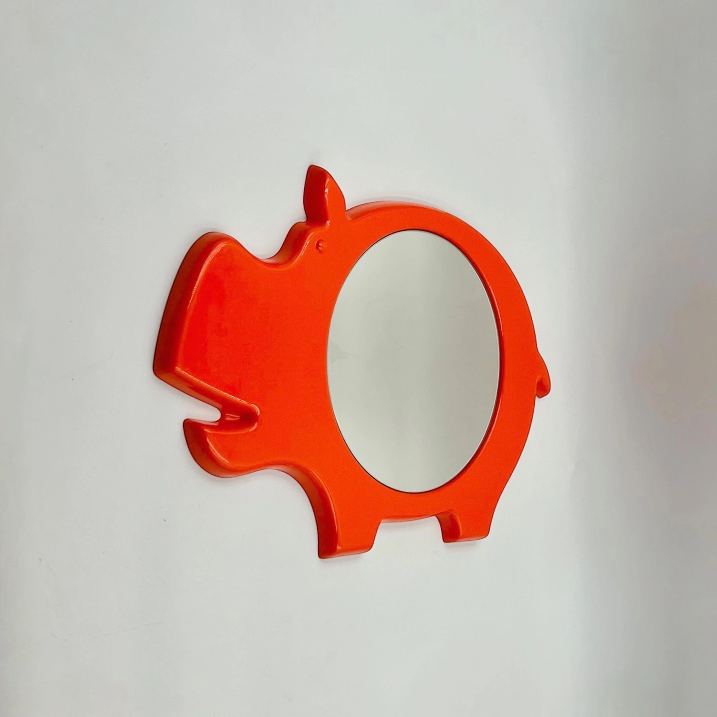 70s Orange Mirror - Vintage Danish Hippo-Shaped Space Age Design - Image 3