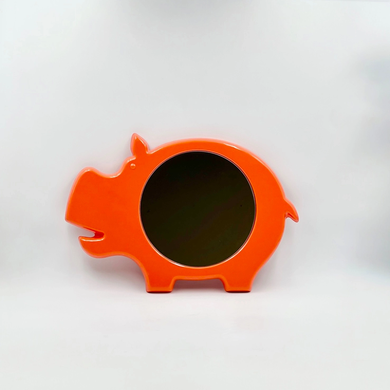 70s Orange Mirror - Vintage Danish Hippo-Shaped Space Age Design - Image 4