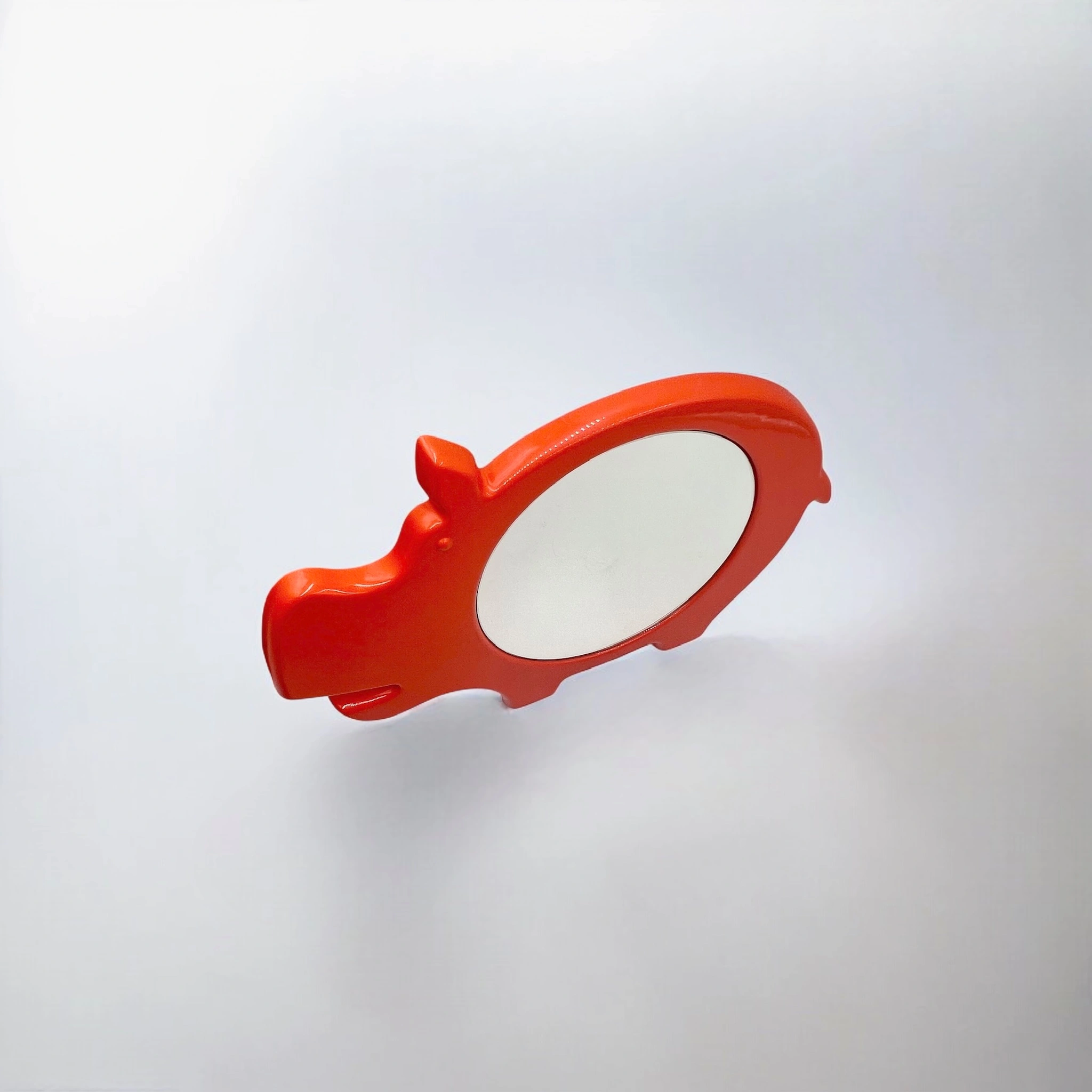 70s Orange Mirror - Vintage Danish Hippo-Shaped Space Age Design - Image 5