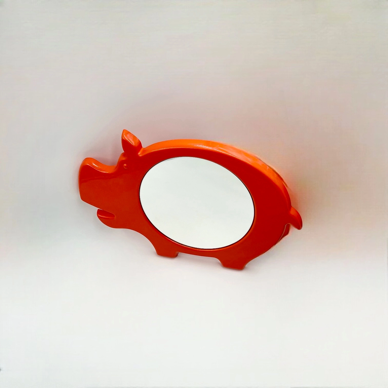 70s Orange Mirror - Vintage Danish Hippo-Shaped Space Age Design - Image 6