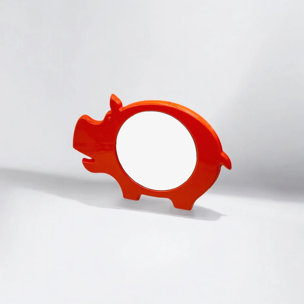 70s Orange Mirror - Vintage Danish Hippo-Shaped Space Age Design - Image 11