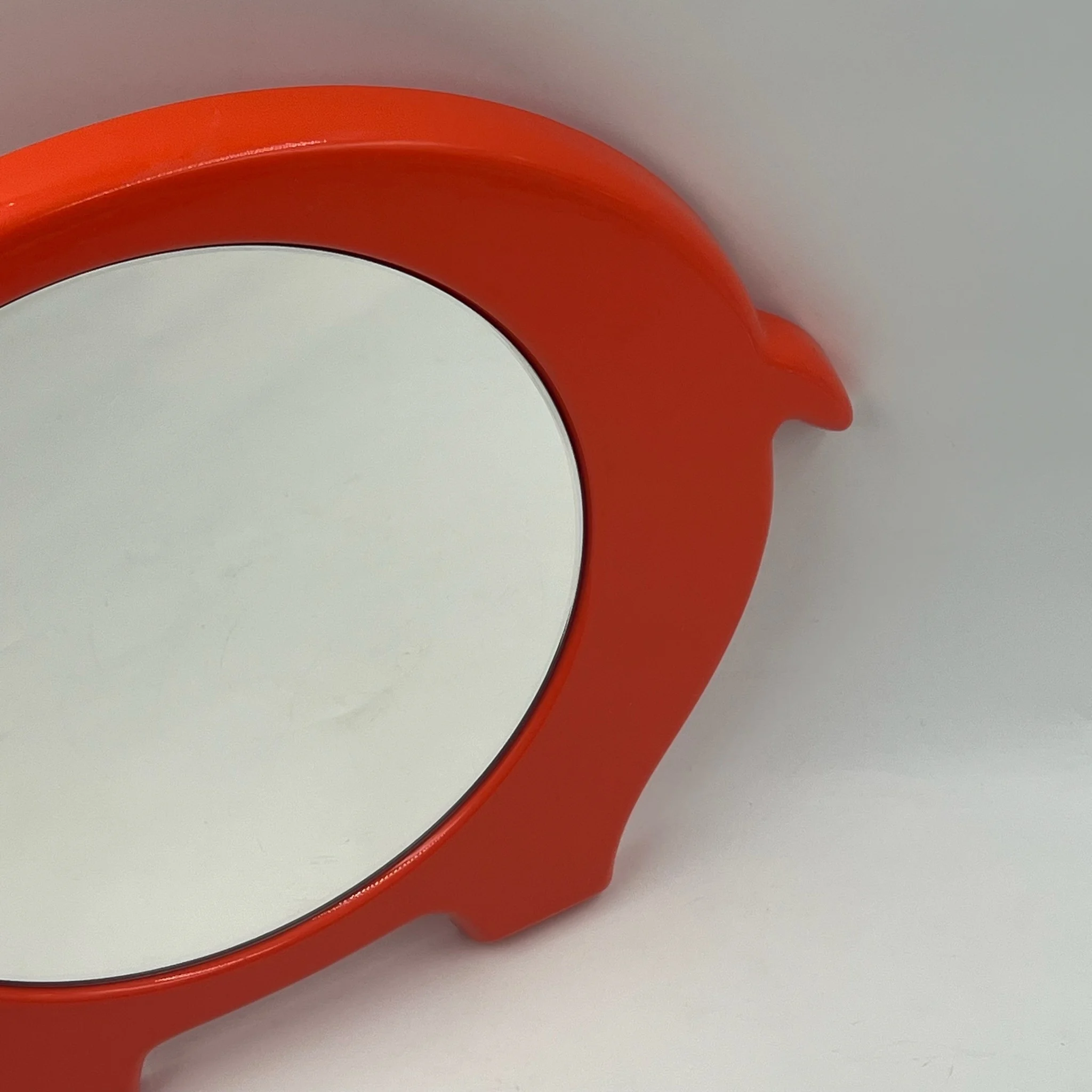 70s Orange Mirror - Vintage Danish Hippo-Shaped Space Age Design - Image 7