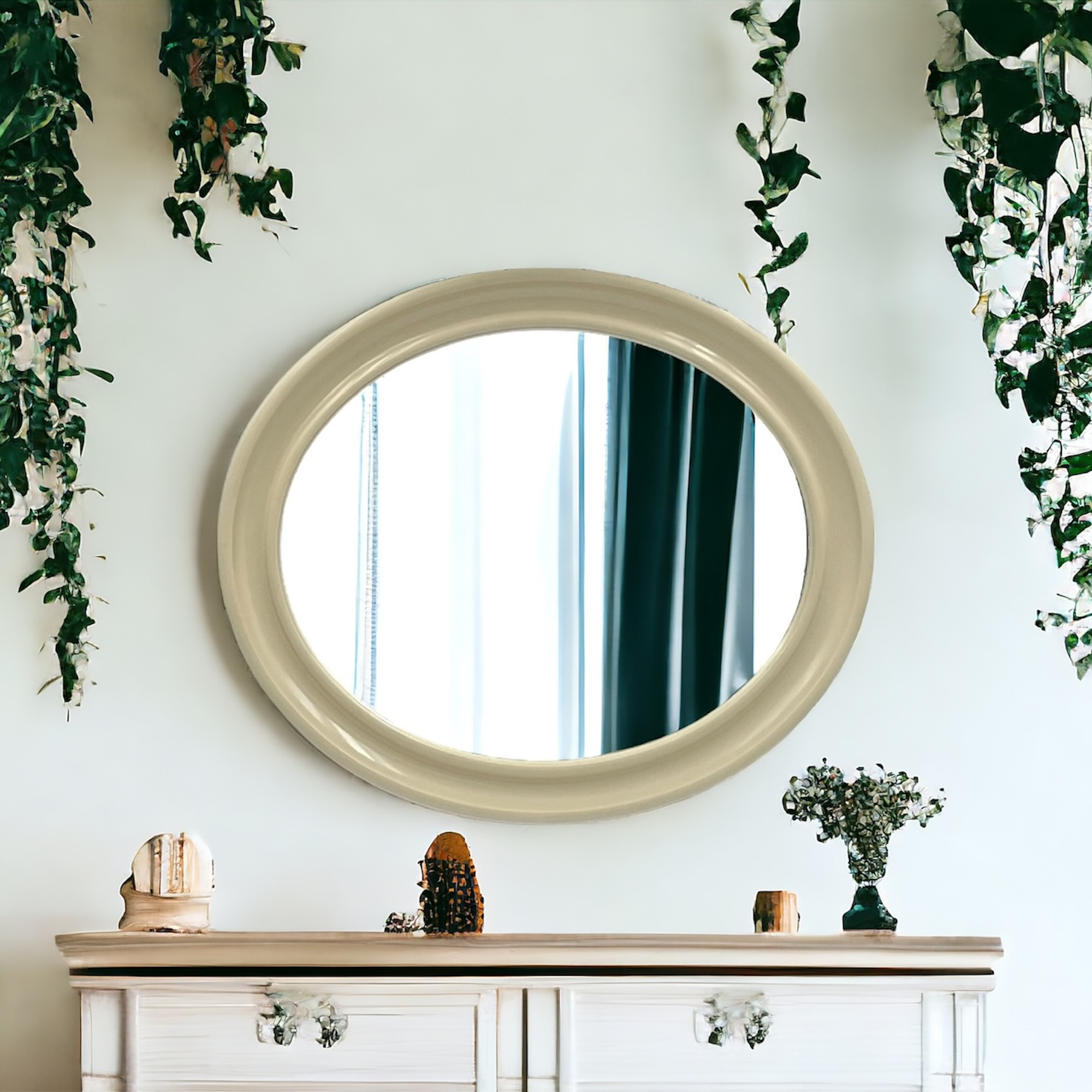 70s Wall Mirror by Carrara and Matta: Iconic Oval America Model - Image 2