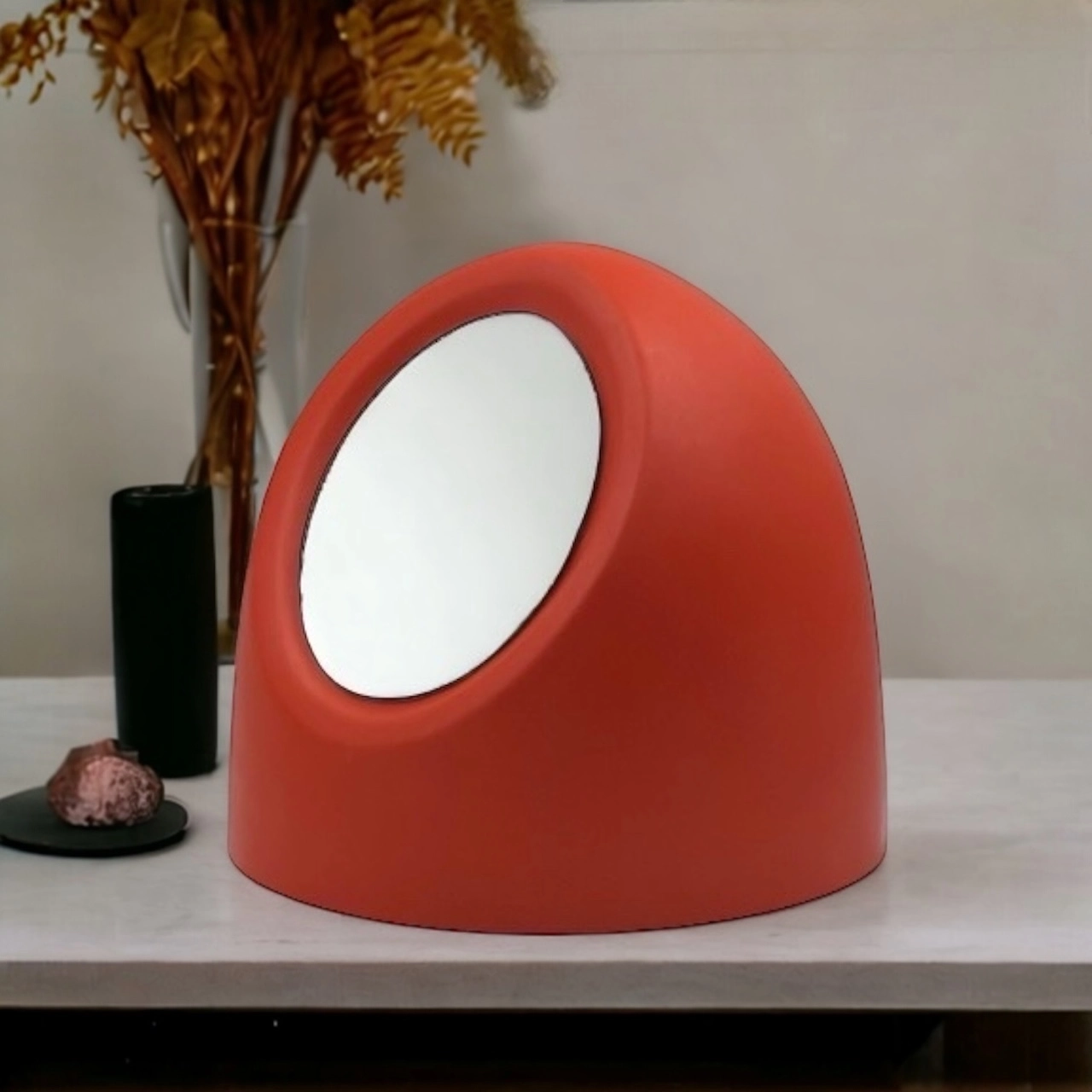 Vintage Lipstick Table Mirror by Cassina - Iconic Orange Egg Shape - Image 4
