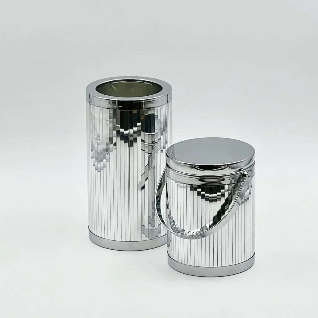 Retro 70s Bar - Iconic Chrome Ice Bucket and Glacette Set - Image 11