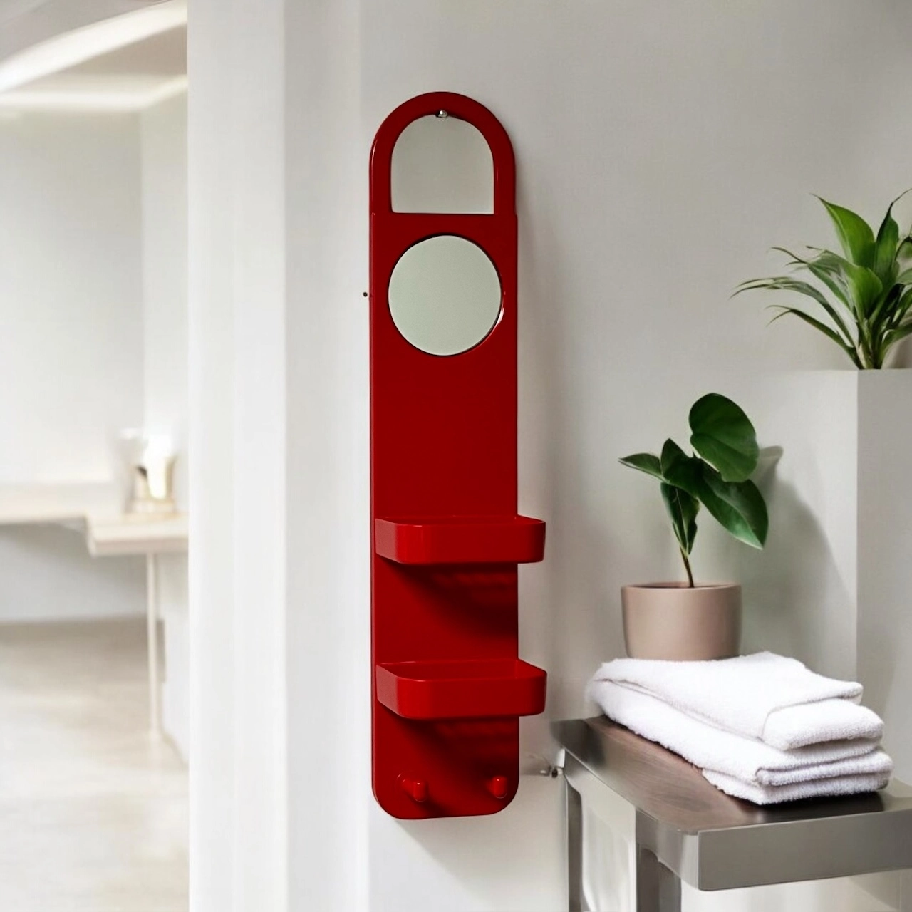 Stylish Plastic Wall Organizer - 70s Space Age Bathroom Storage Makio Hasuike - Image 9