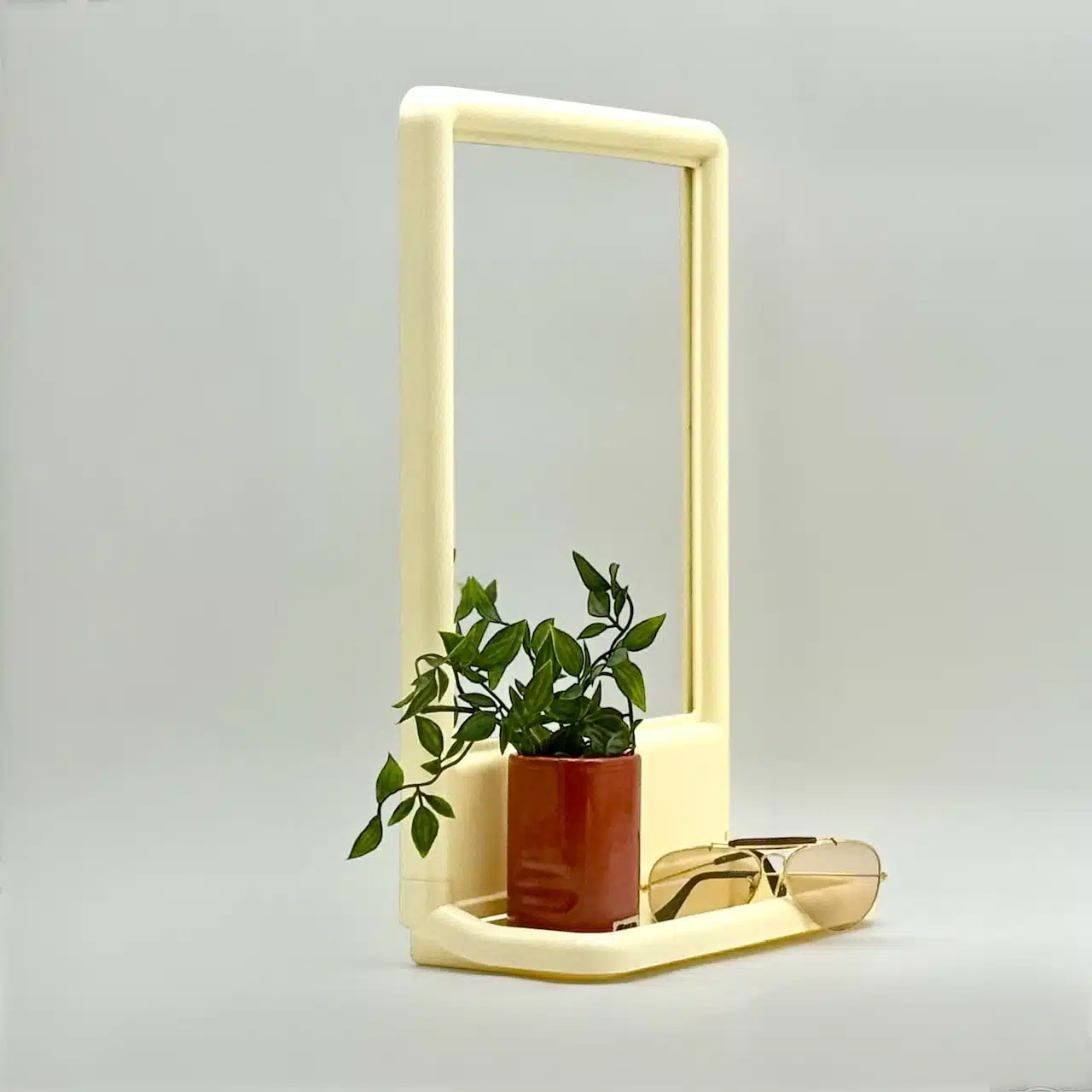 Charming 70s Vintage Mirror with Rare Built-In Shelf - Image 2