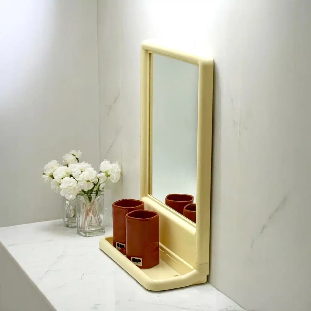 Charming 70s Vintage Mirror with Rare Built-In Shelf - Image 8