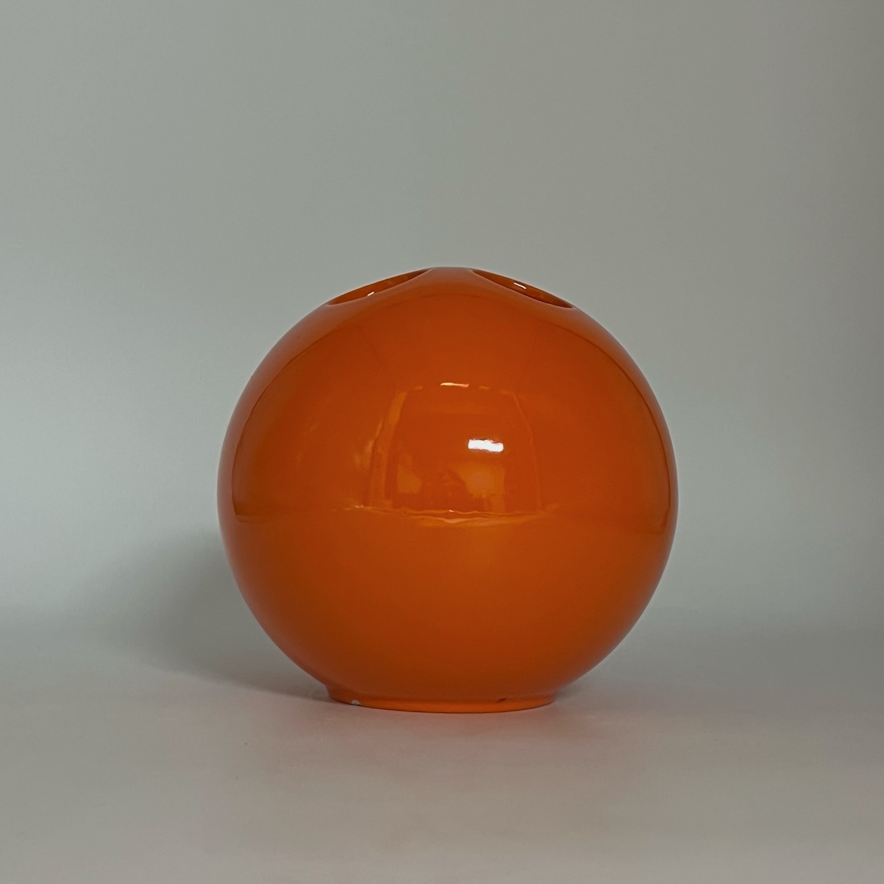 Vintage Orange Ceramic Vase Bowling Ball Enzo Bioli 60s - Image 7