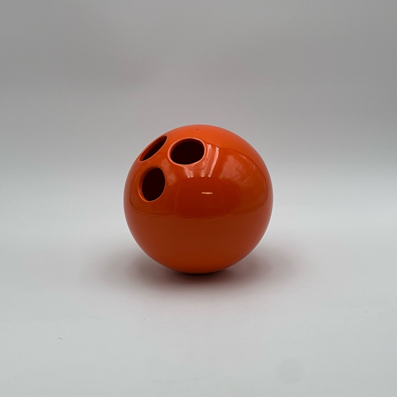 Vintage Orange Ceramic Vase Bowling Ball Enzo Bioli 60s - Image 9