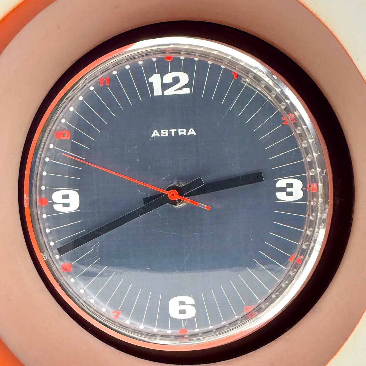Orange Space Age Wall Clock Astra Italy 1970s - Image 10