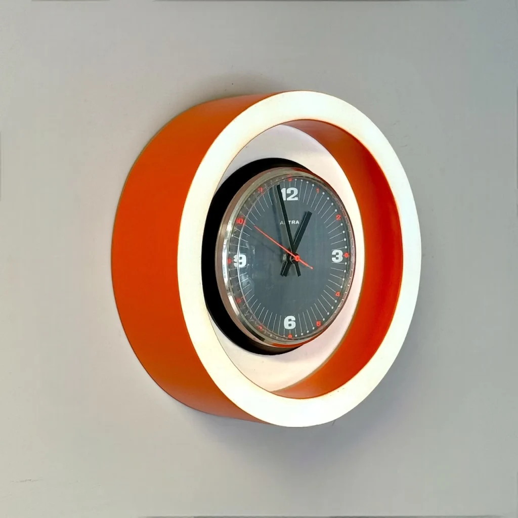 Orange Space Age Wall Clock Astra Italy 1970s - Image 11