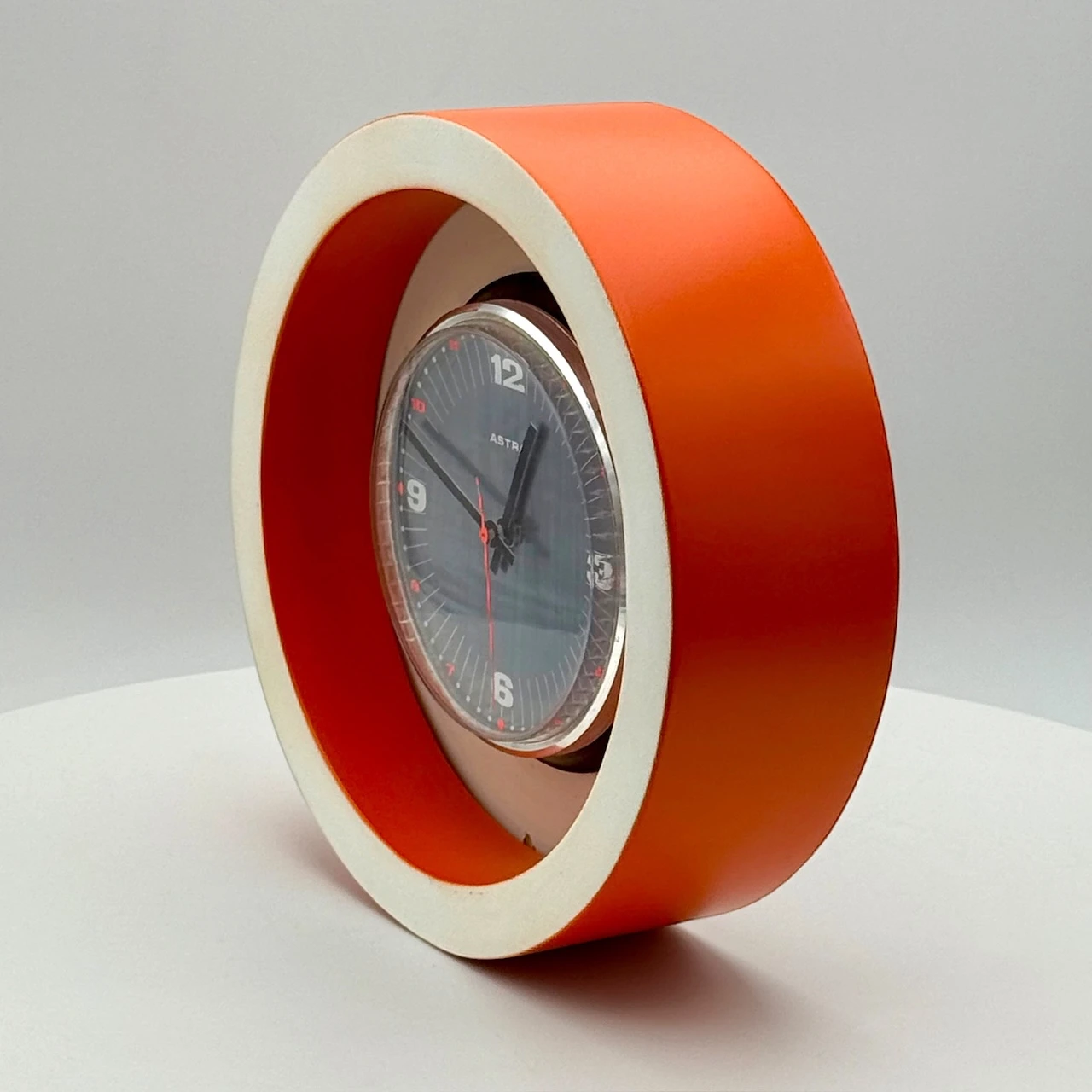 Orange Space Age Wall Clock Astra Italy 1970s - Image 4