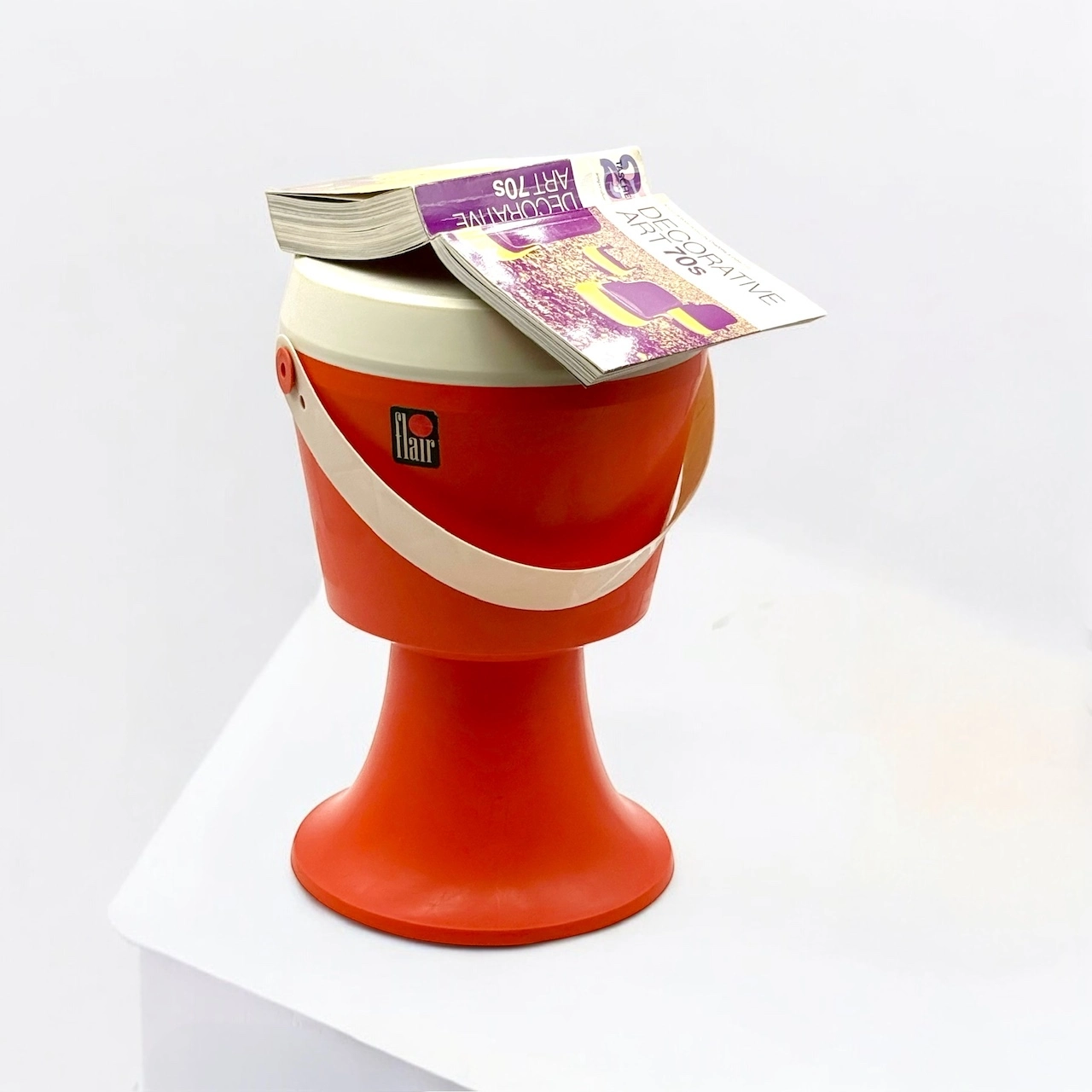Playful Orange 70s Stool with Hidden Storage by Flair - Image 10