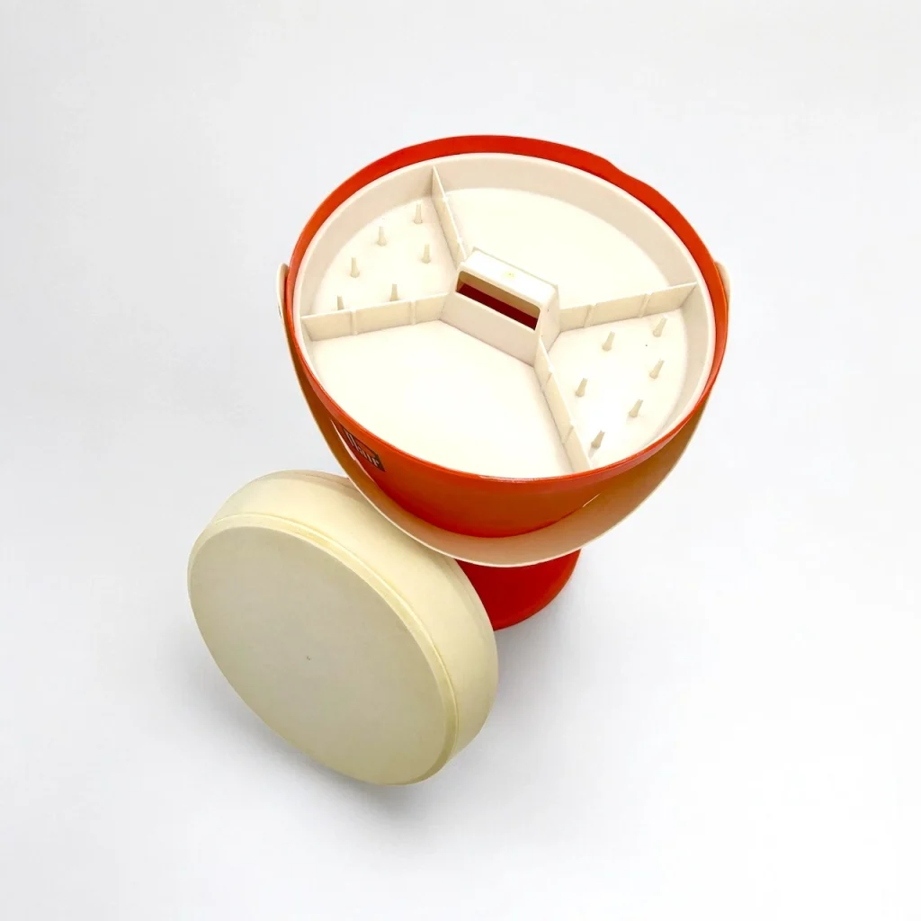 Playful Orange 70s Stool with Hidden Storage by Flair - Image 6