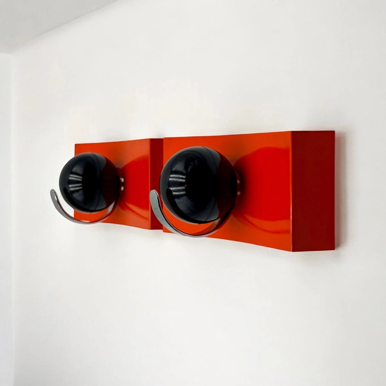 Rare 70s Space Age Coat Hooks Luci Milano Orange Hue - Image 10