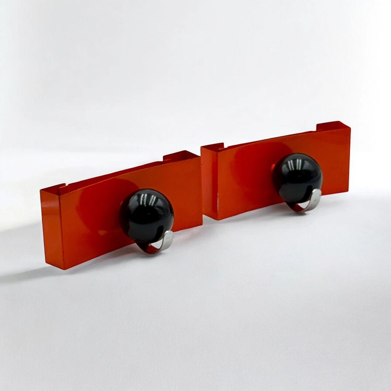 Rare 70s Space Age Coat Hooks Luci Milano Orange Hue - Image 3