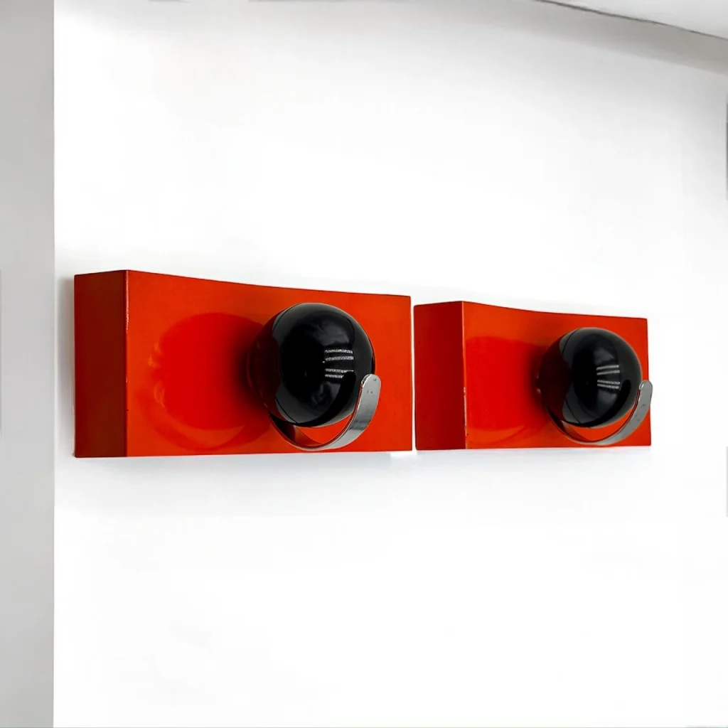 Rare 70s Space Age Coat Hooks Luci Milano Orange Hue - Image 11