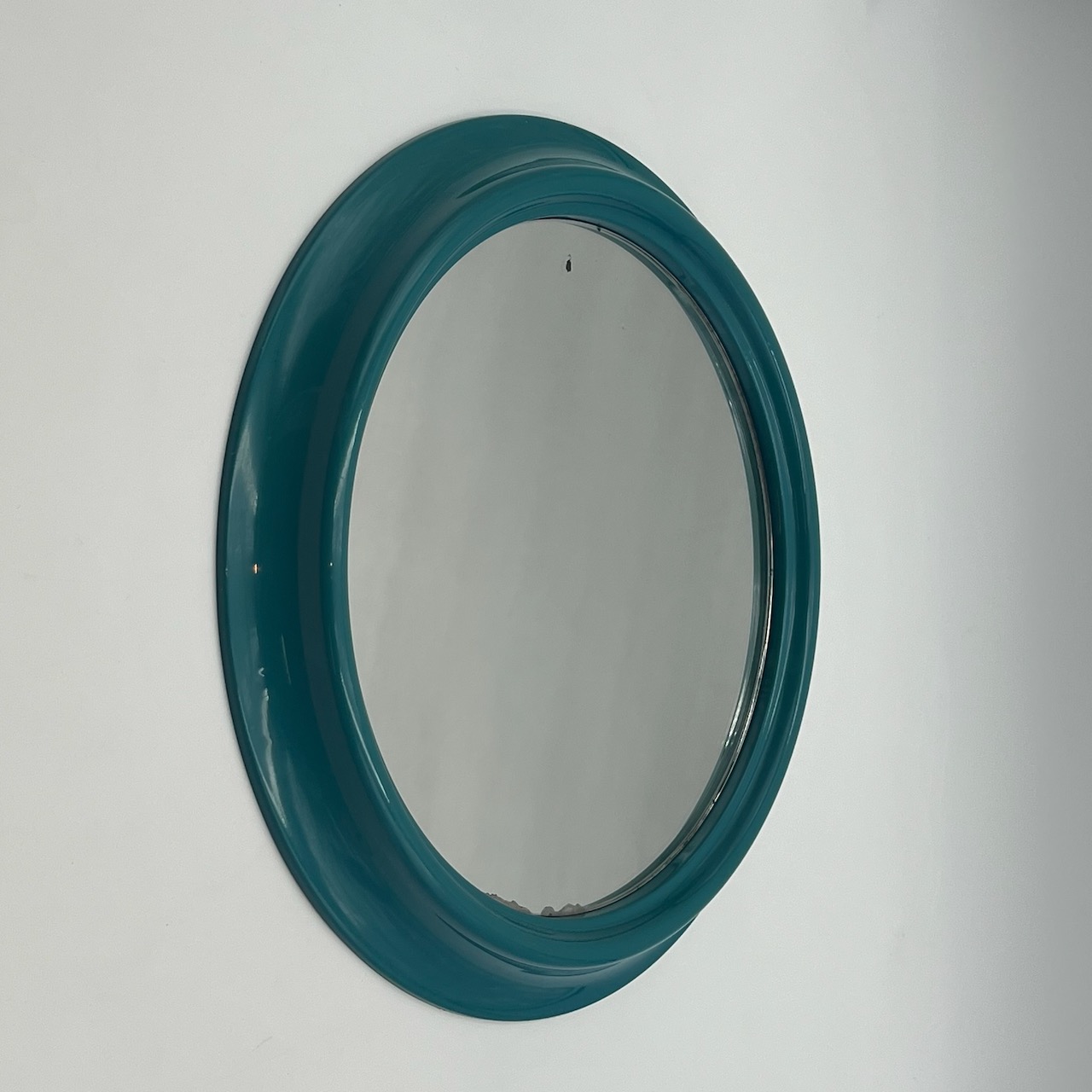 Vintage Italian Wall Mirror in Turquoise Blue 1970s - Image 8