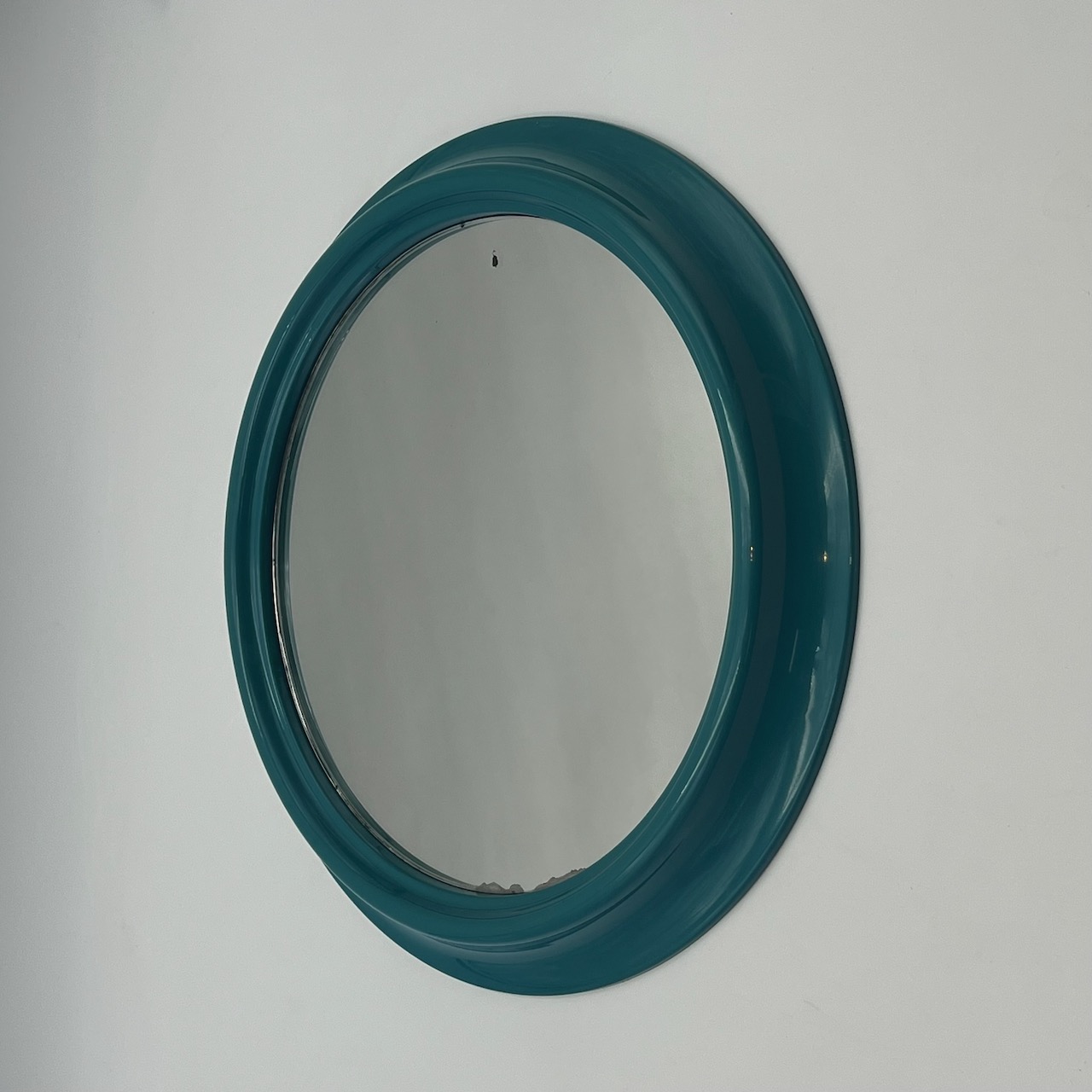 Vintage Italian Wall Mirror in Turquoise Blue 1970s - Image 3