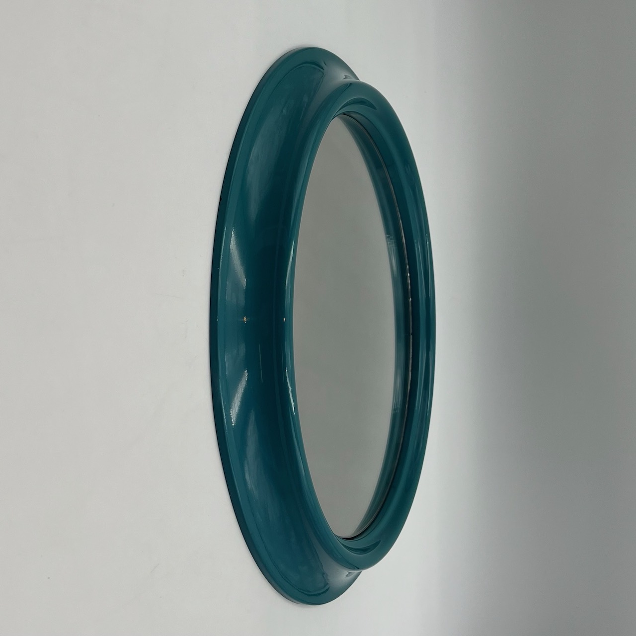 Vintage Italian Wall Mirror in Turquoise Blue 1970s - Image 9