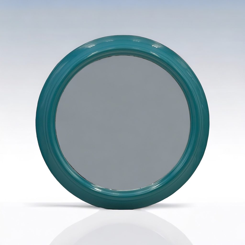 Vintage Italian Wall Mirror in Turquoise Blue 1970s - Image 11