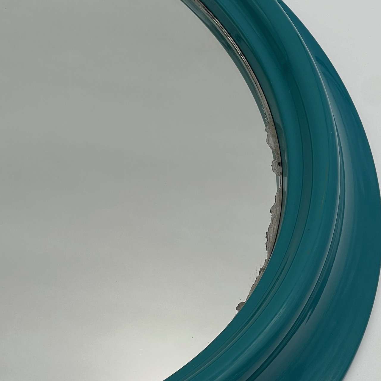 Vintage Italian Wall Mirror in Turquoise Blue 1970s - Image 7