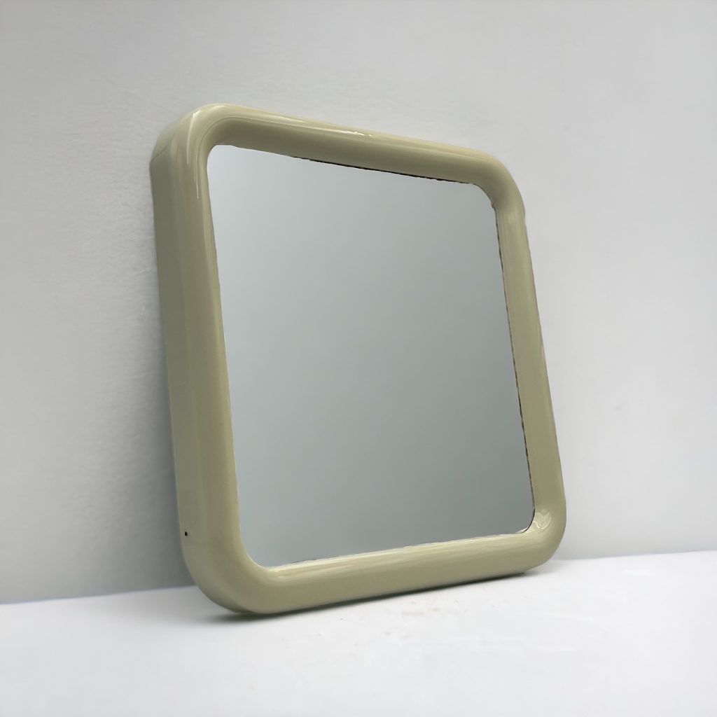 Space Age Square Wall Mirror in Beige 1970s - Image 12