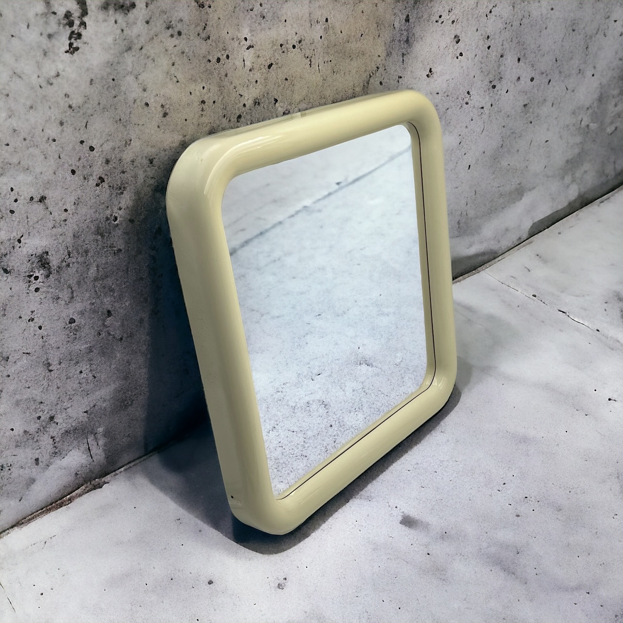 Space Age Square Wall Mirror in Beige 1970s - Image 10