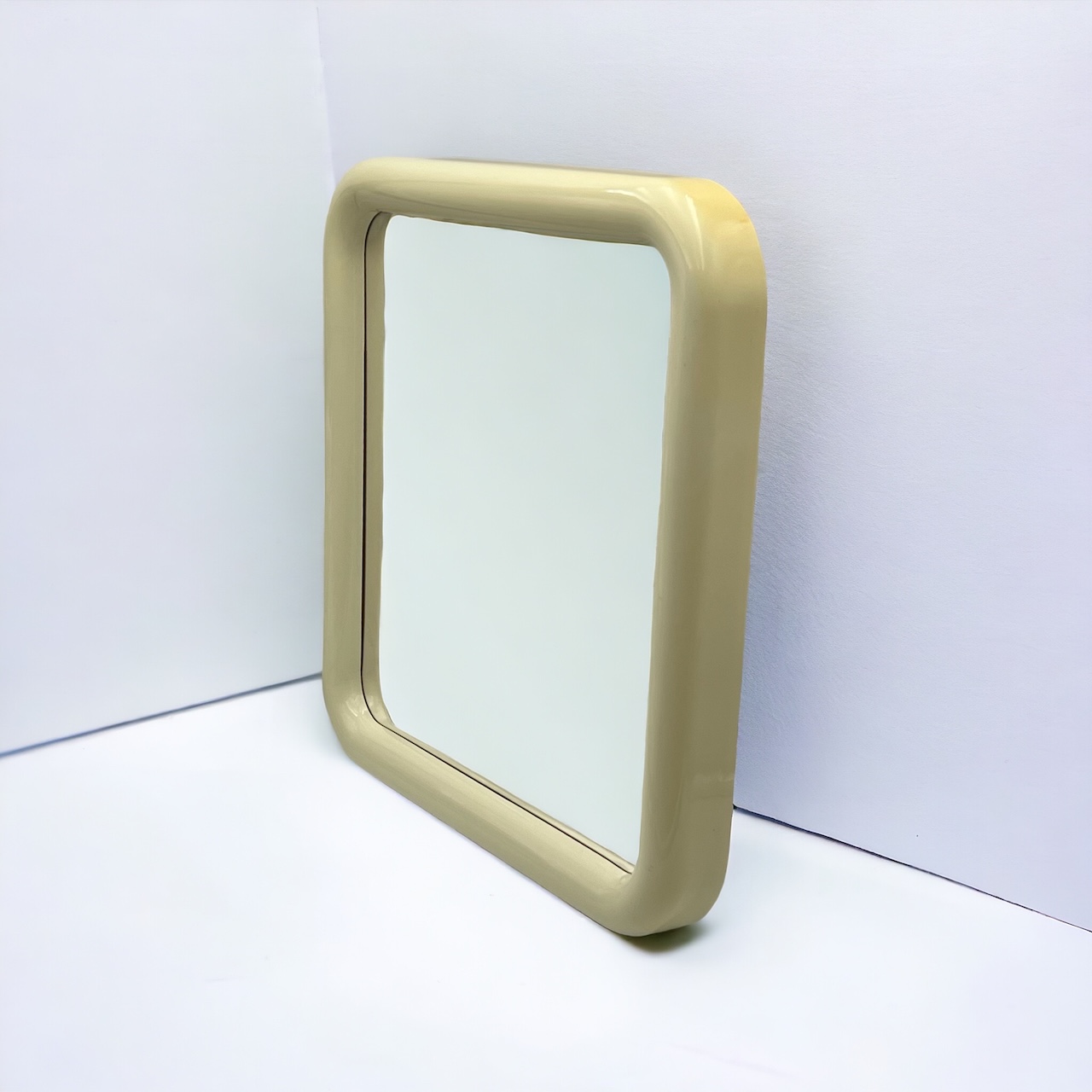 Space Age Square Wall Mirror in Beige 1970s - Image 8