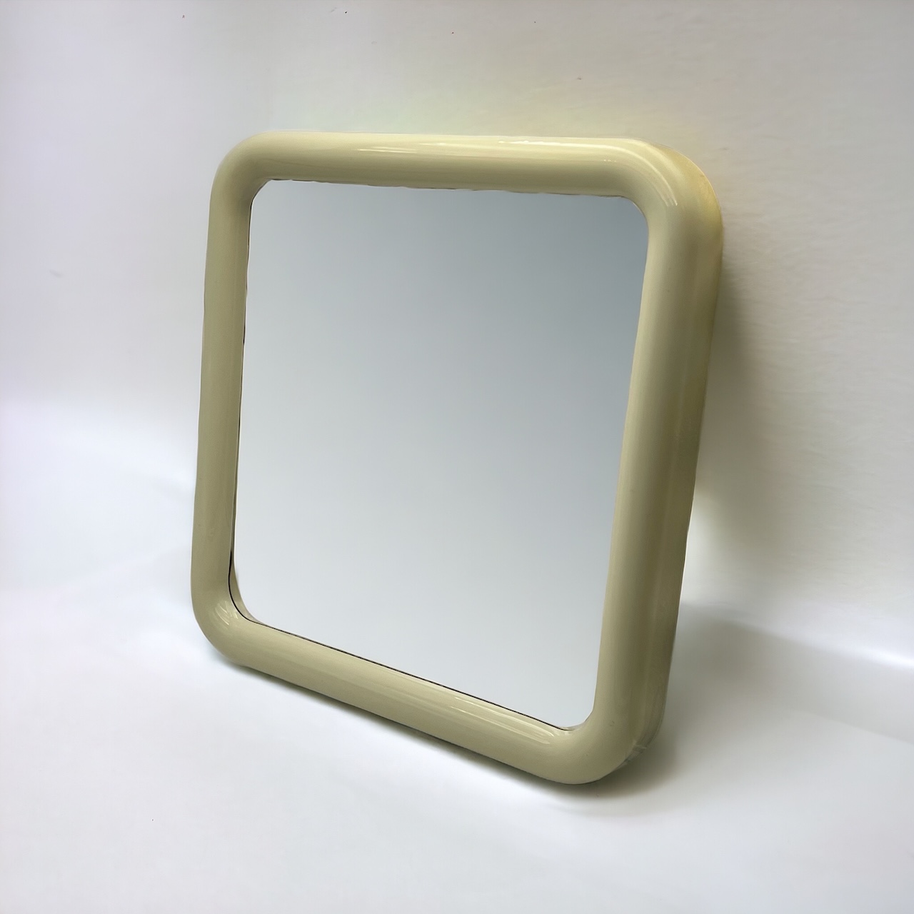 Space Age Square Wall Mirror in Beige 1970s - Image 9