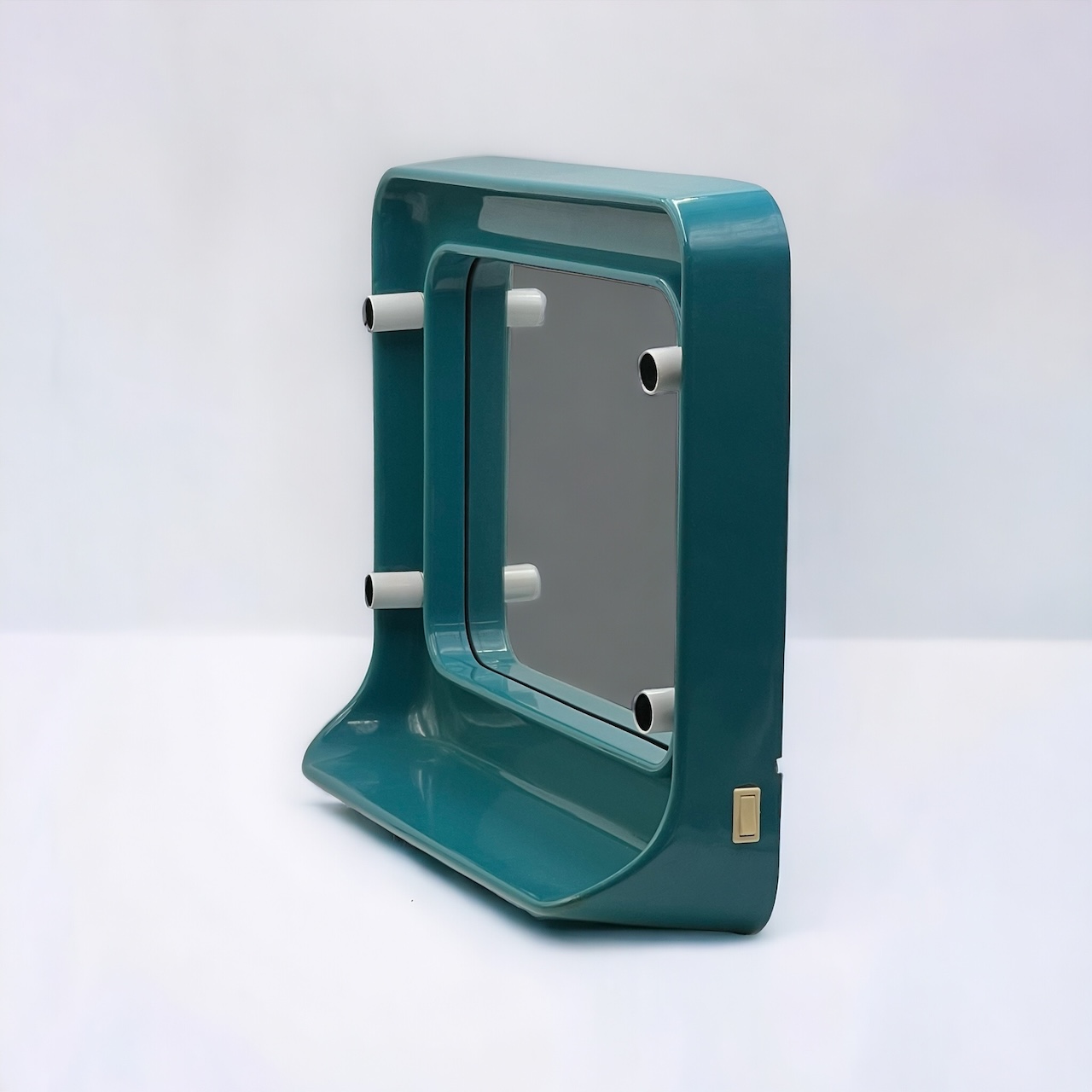 Space Age Turquoise Wall Mirror with Lights 70s - Image 6