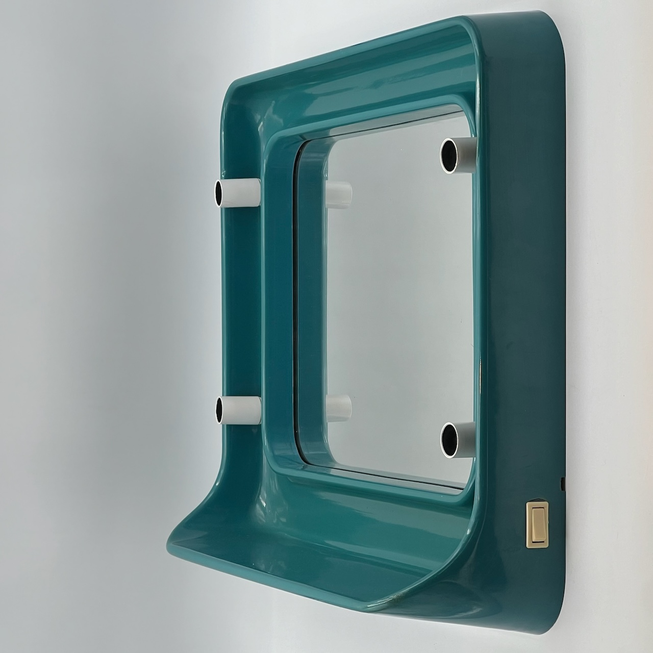 Space Age Turquoise Wall Mirror with Lights 70s - Image 5