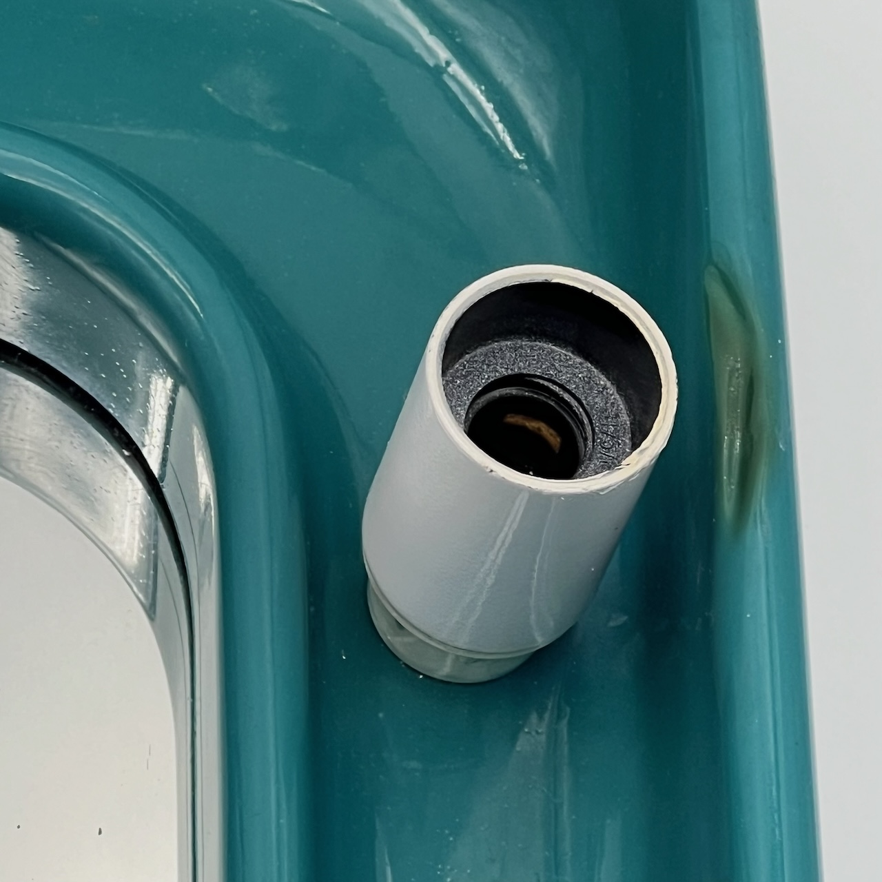 Space Age Turquoise Wall Mirror with Lights 70s - Image 4