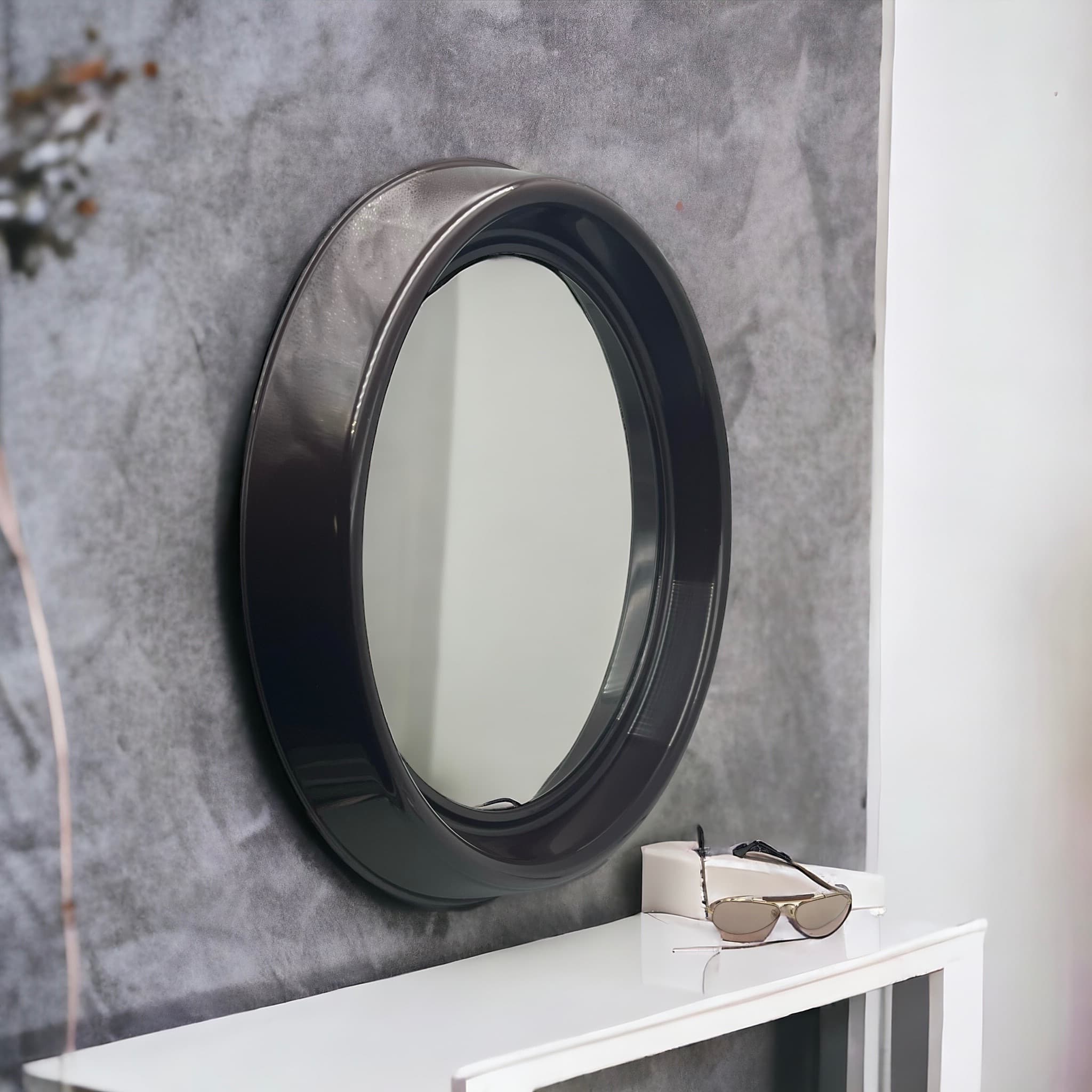 Rare Chocolate Brown Vintage 70s Mirror by Dal Vera Italy - Image 10