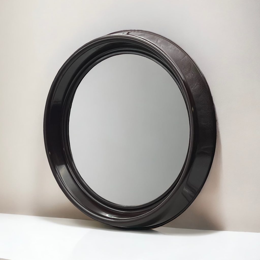 Rare Chocolate Brown Vintage 70s Mirror by Dal Vera Italy - Image 11