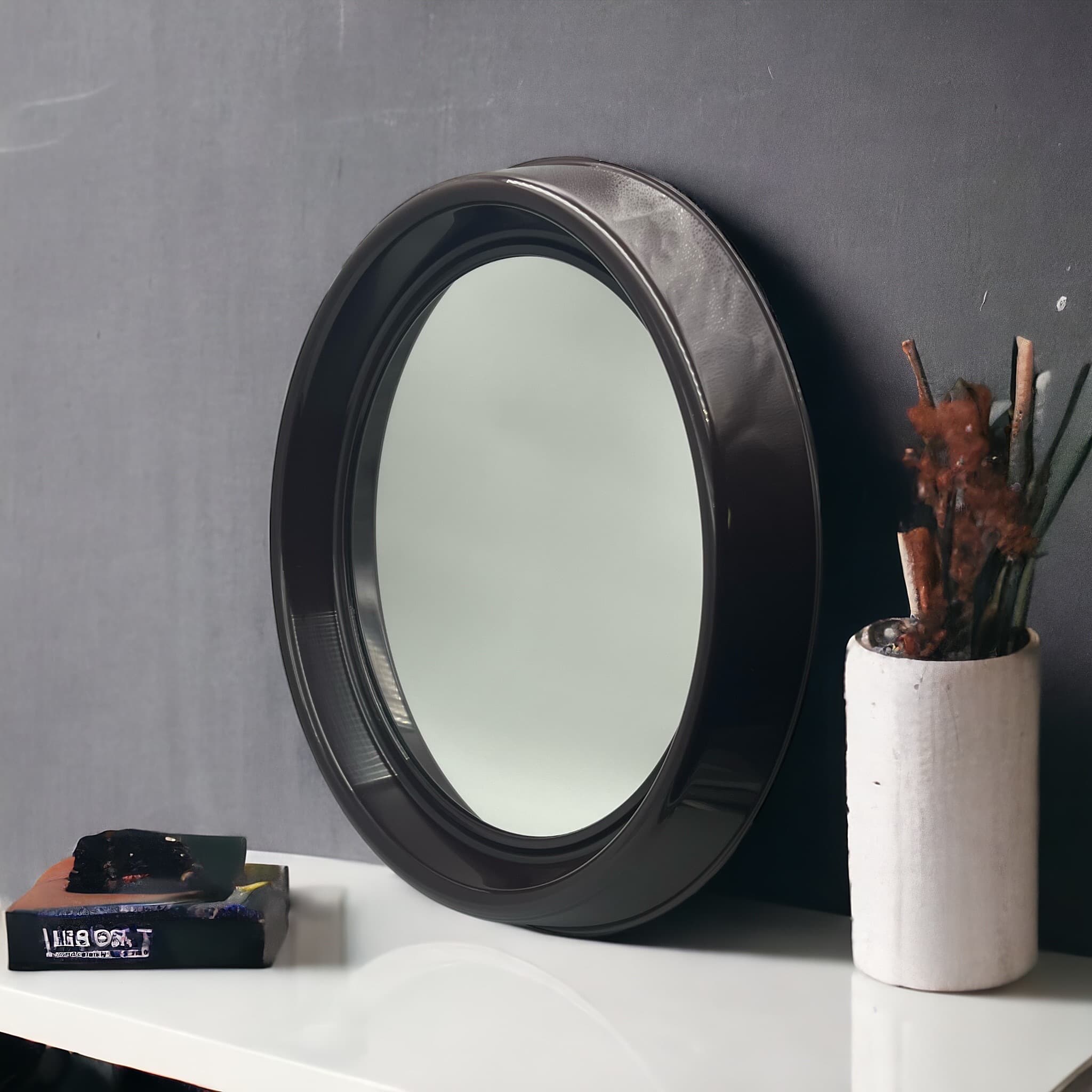 Rare Chocolate Brown Vintage 70s Mirror by Dal Vera Italy - Image 9