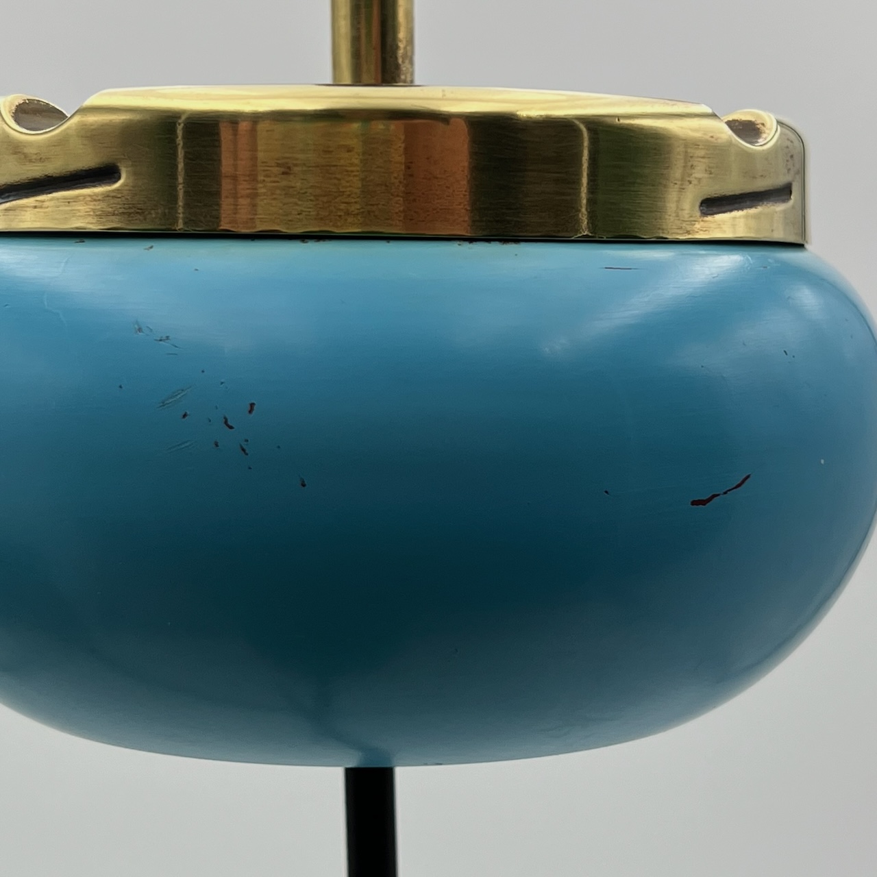 Rare Ashtray Turquoise Metal and Brass 50s - Image 2