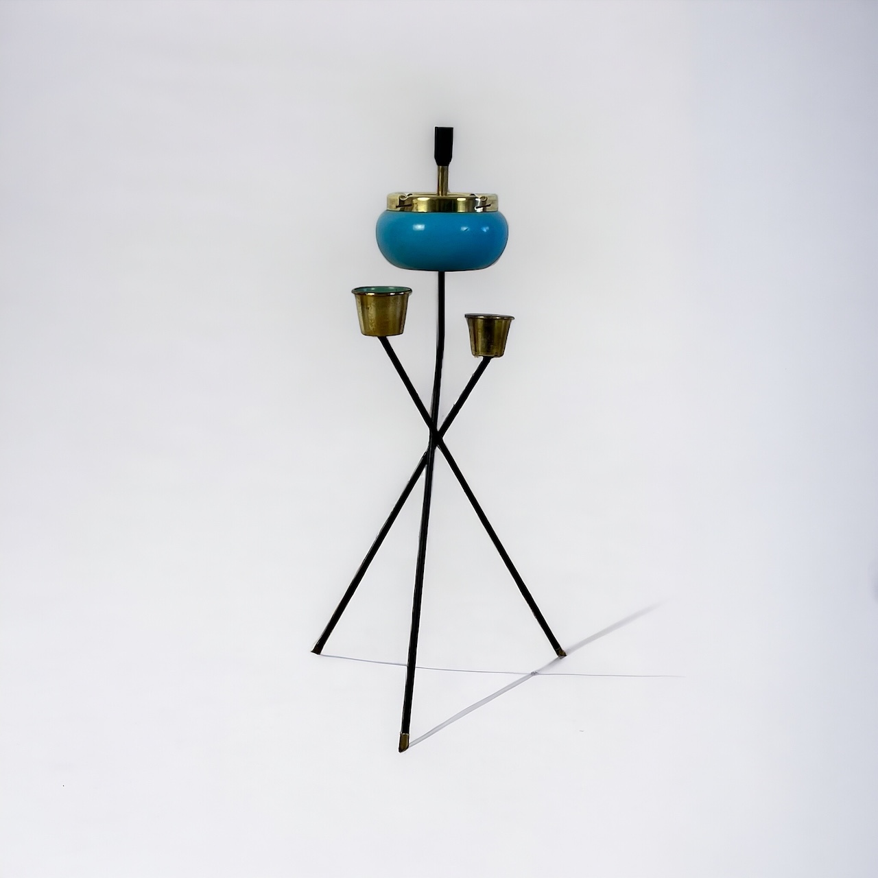 Rare Ashtray Turquoise Metal and Brass 50s - Image 10