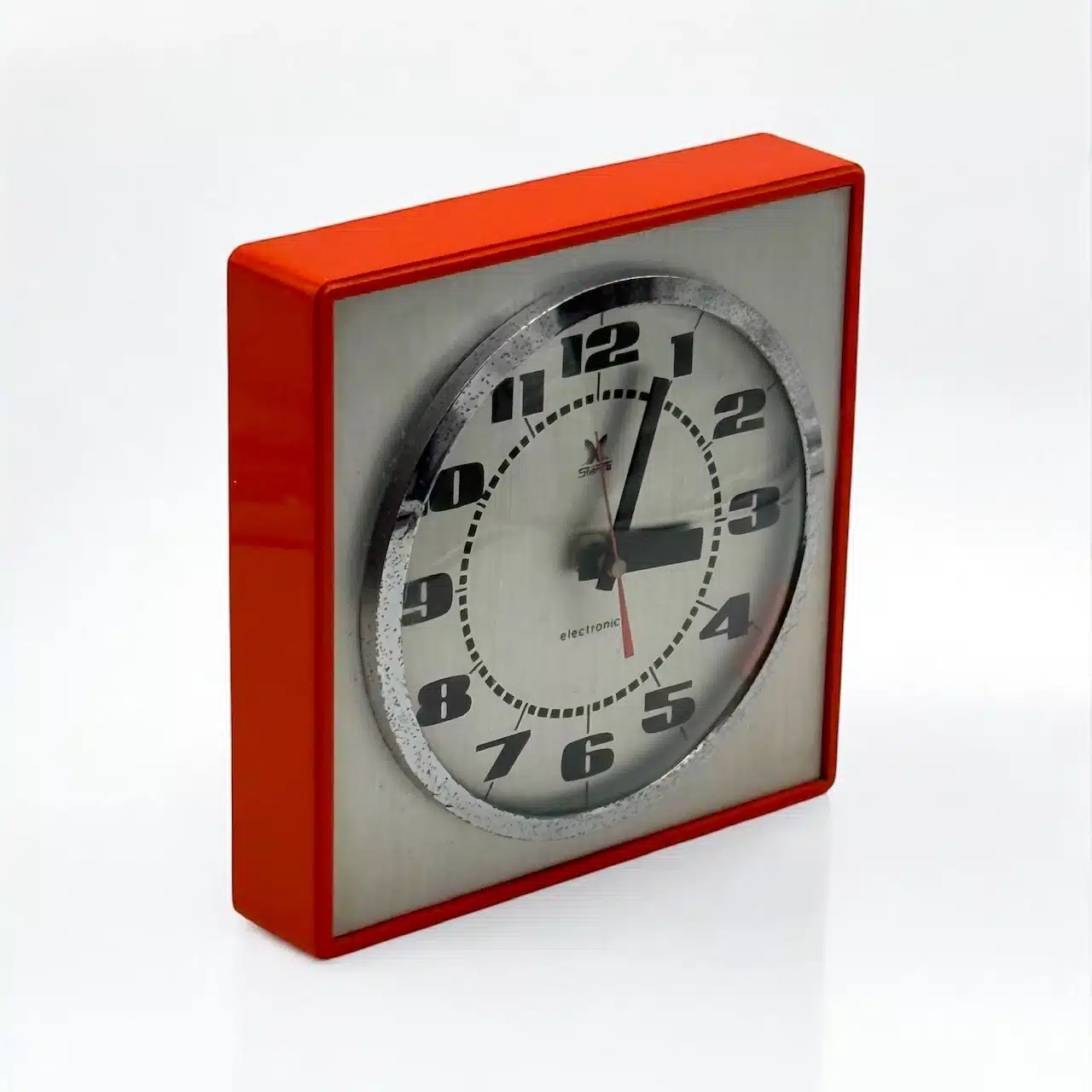 Vintage Wall Clock Stärke 60s/70s – Orange & Chrome Design - Image 3