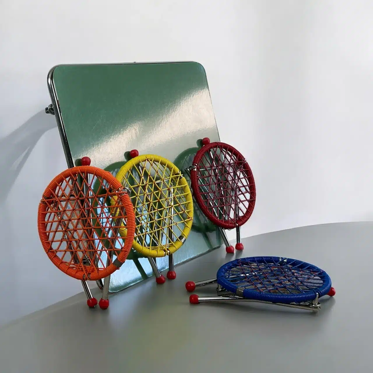 Beautiful Vintage 60s Kids Table with Colorful Folding Chairs - Image 7