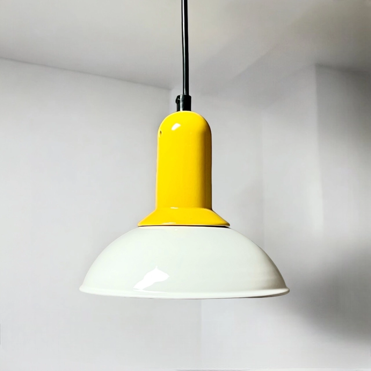 Yellow Ceramic 80s Vintage Lamp Imago Italy - natavintage.com
