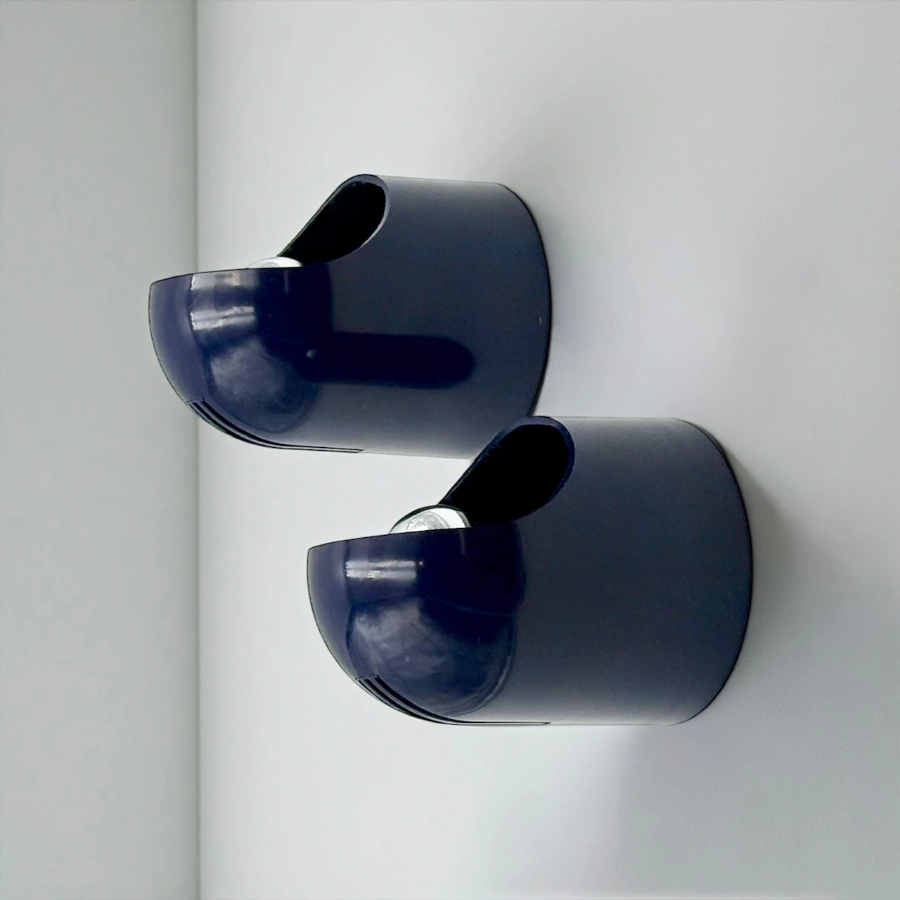 Pair of Gedy wall lamps by Makio Hasuike 1970s blue plastic Italian design