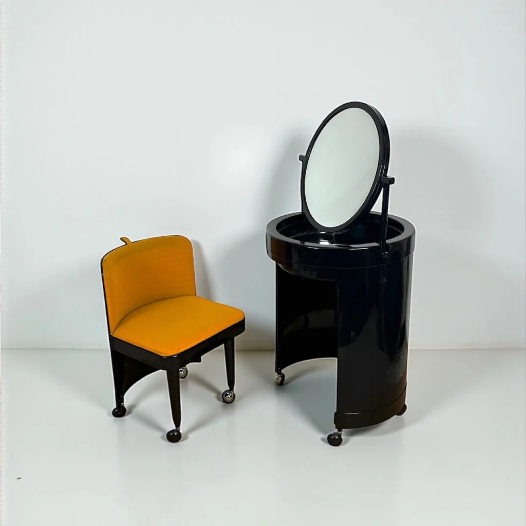 Silvi Plastic Vanity with chair 1970s design in brown plastic