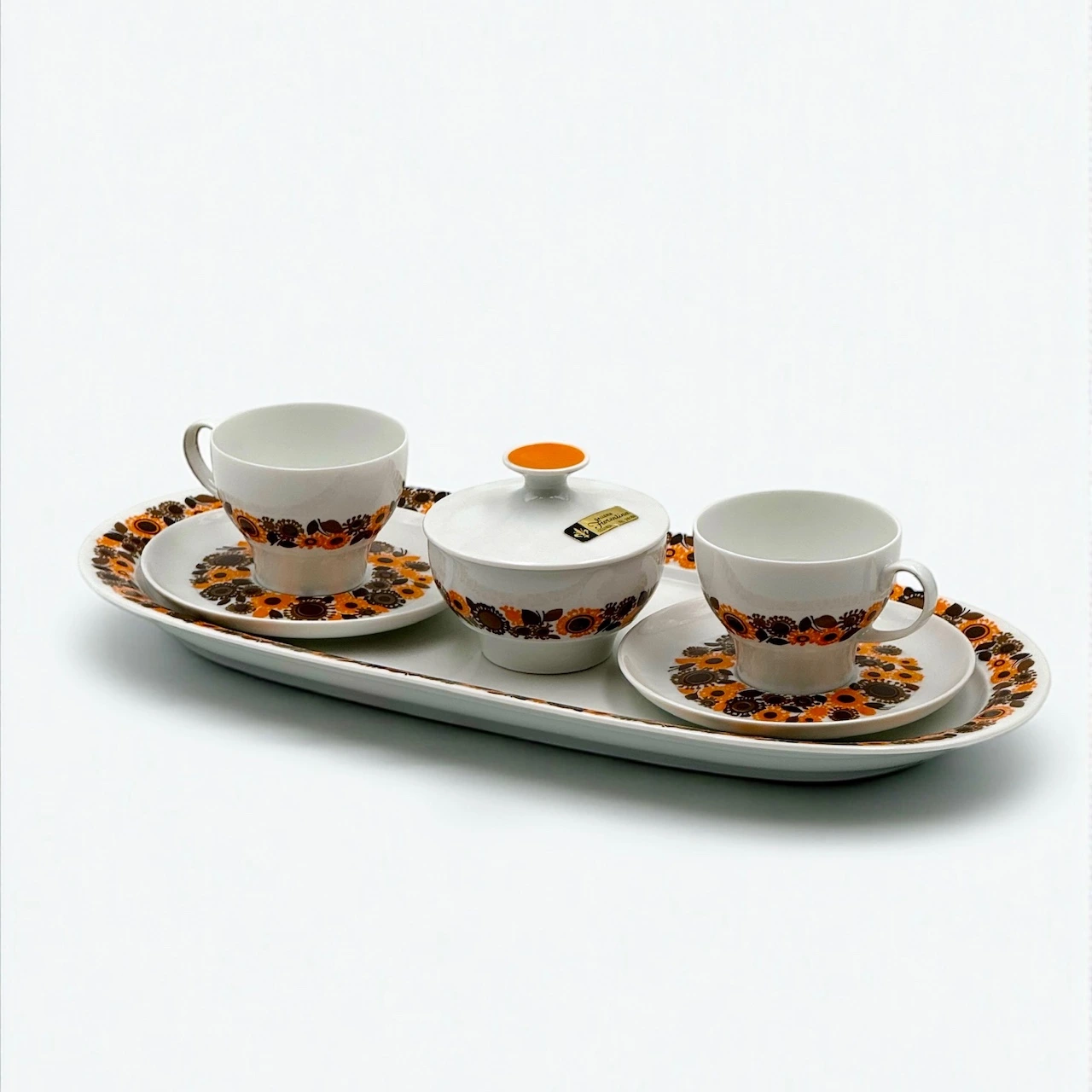 Thomas Rosenthal coffee set vintage porcelain floral design space age 1970s