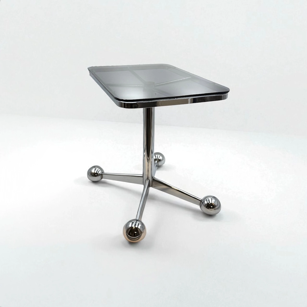 Vintage 1970s adjustable Space Age table by Allegri Parma in chrome and smoked glass