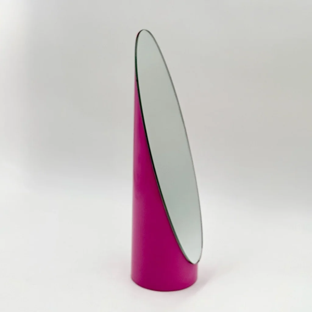 1970s Italian fuchsia pink lipstick mirror tabletop Italian Pop design