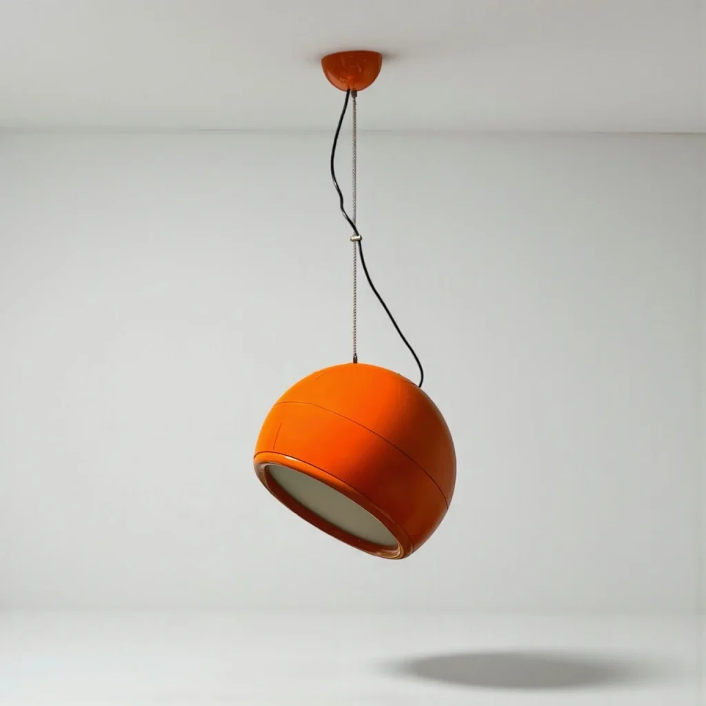 Artemide Pallade Hanging lamp Orange 1970s Space Age Design